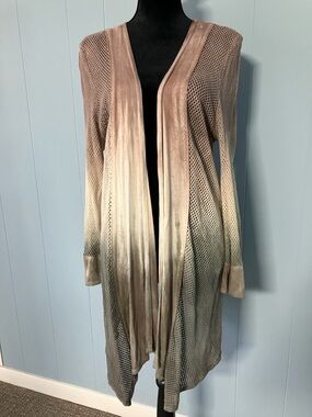Art of Cloth Open Front Cardigan XL Ombré Mesh Duster Boho Lagenlook
